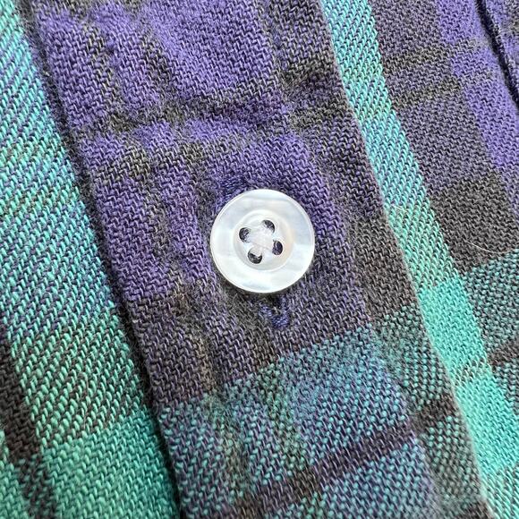 Vintage LL Bean Plaid Button Down Long Shirt Blue Green Black USA Made Womens Up - Picture 5 of 9